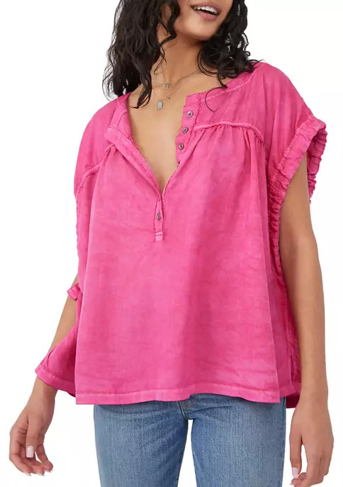 Cap Sleeve Henley Top | Belk