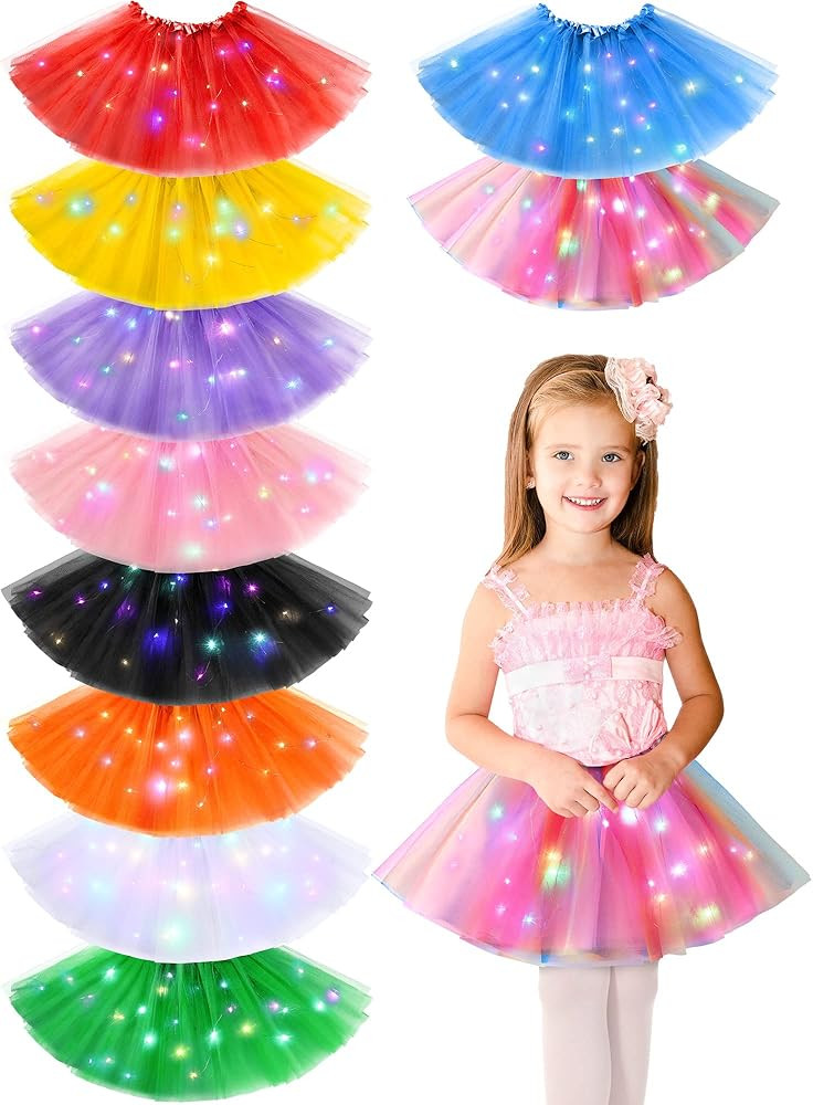 Zhanmai 10 Pcs Girls Light up Tutu Skirt LED Tutus Skirt Layered Ballet Tutu Princess Tutu Dress ... | Amazon (US)