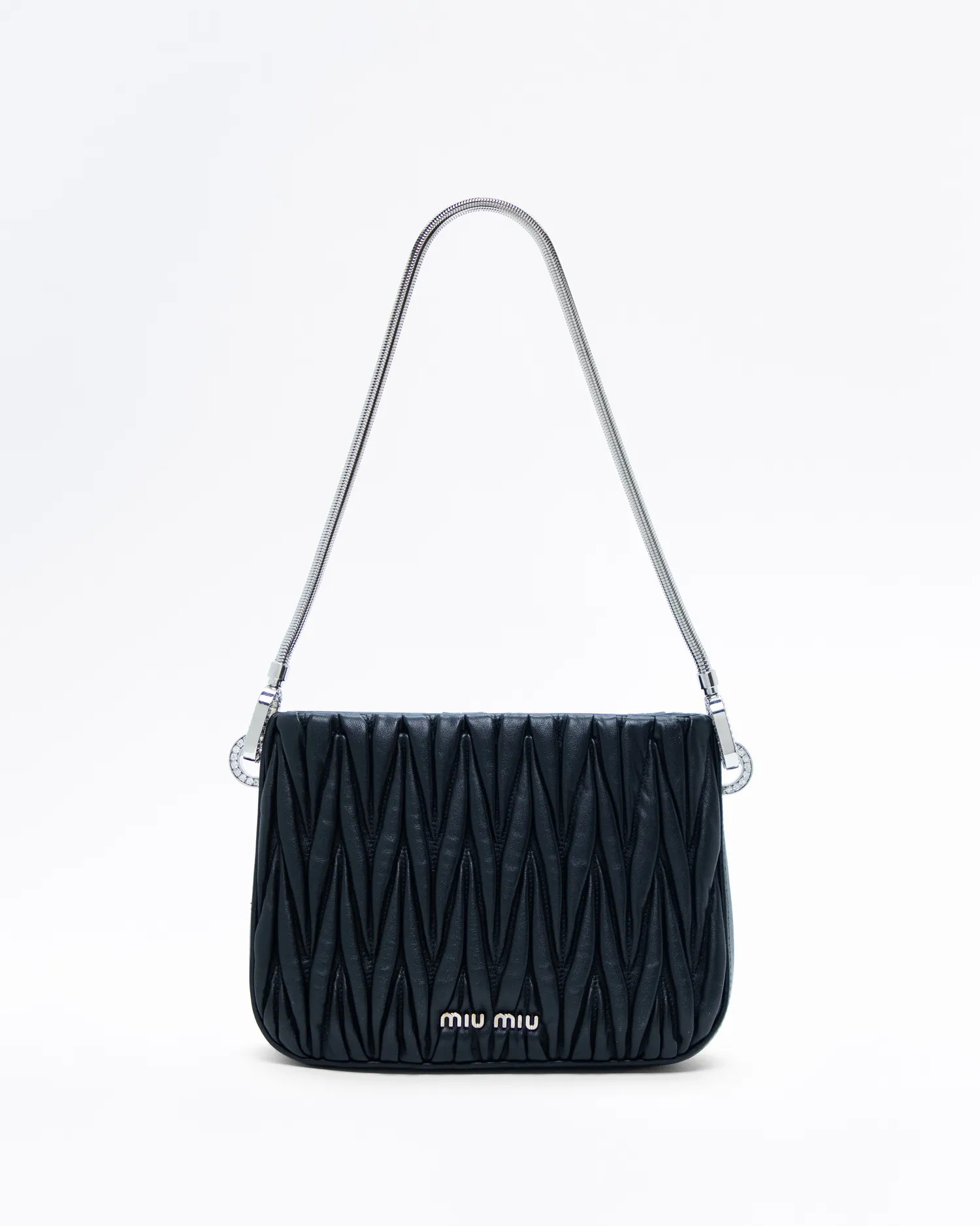 Matelasse Rhinestone Mini Chain Shoulder Bag | Vivrelle