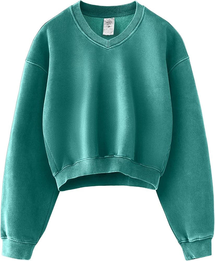 Hatant Sweatshirt for Women Acid Wash Athletic Hoodie Heritage Fleece V-neck Long Sleeve Hoodie F... | Amazon (US)