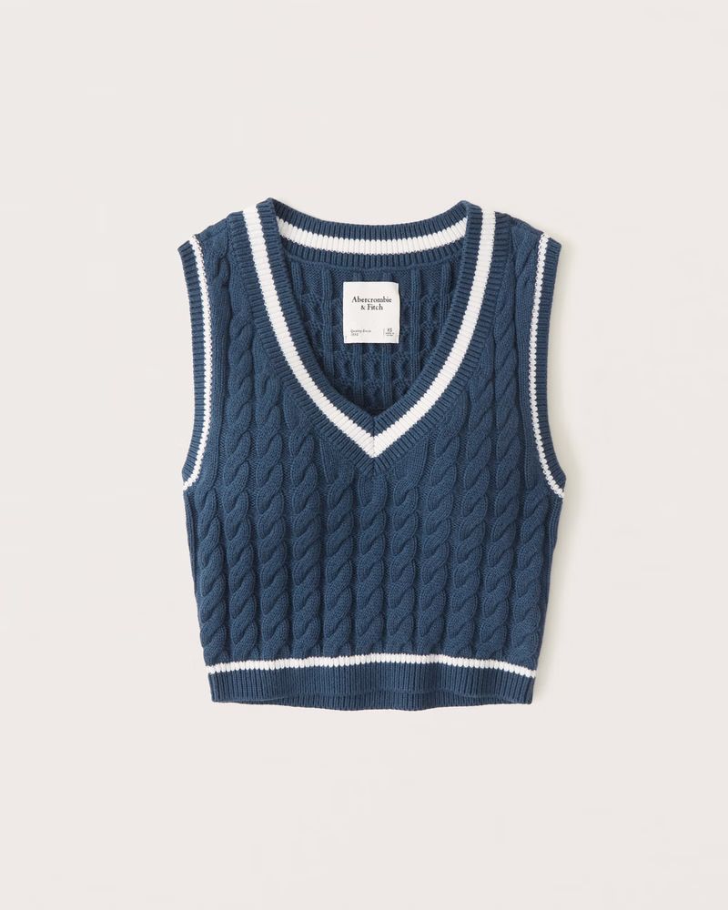 Women's Slim Cropped V-Neck Sweater Vest | Women's Tops | Abercrombie.com | Abercrombie & Fitch (US)