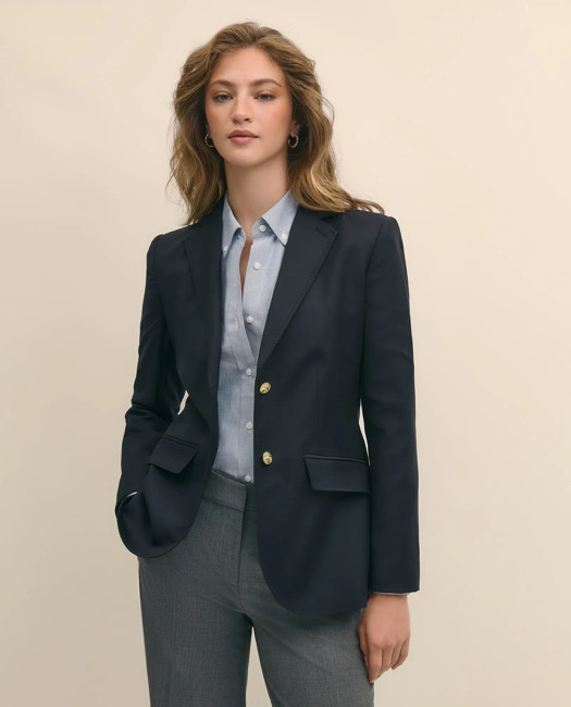 Brooks Brothers Women's Wool Two-Button Blazer | Navy | Size 6 | Brooks Brothers
