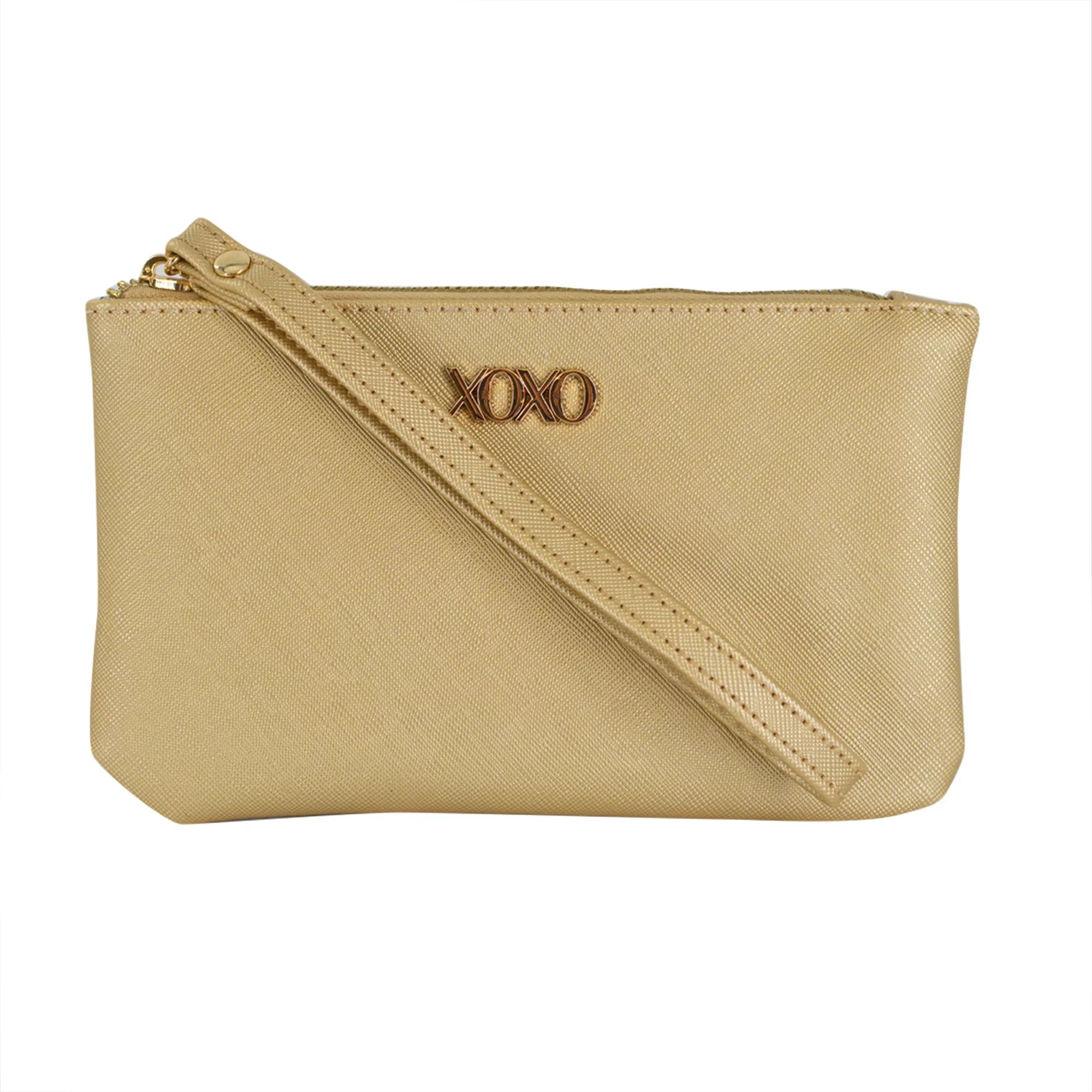 XOXO Women’s Large Metallic Gold Saffiano Leather Solid / Patterned Wristlet Wallet | Walmart (US)