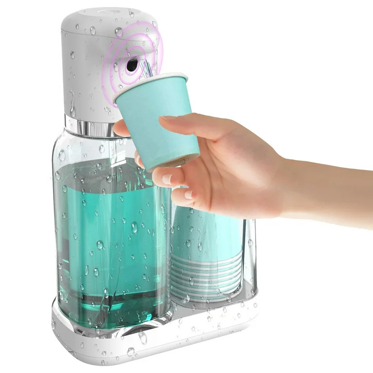 Luvan 25oz Electric Mouthwash Dispenser for Bathroom,Plastic Dispenser with Cup Holder | Walmart (US)