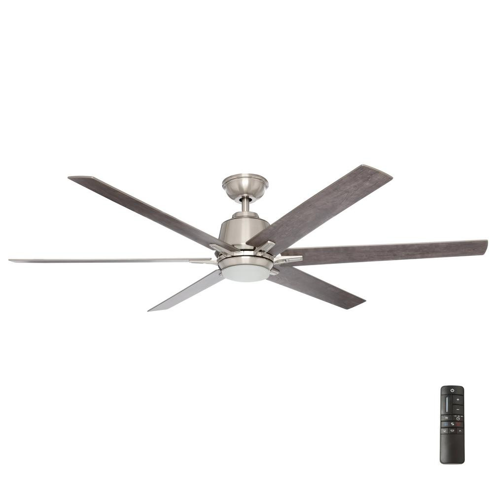 Kensgrove 64 in. LED Brushed Nickel Ceiling Fan with Remote Control | The Home Depot