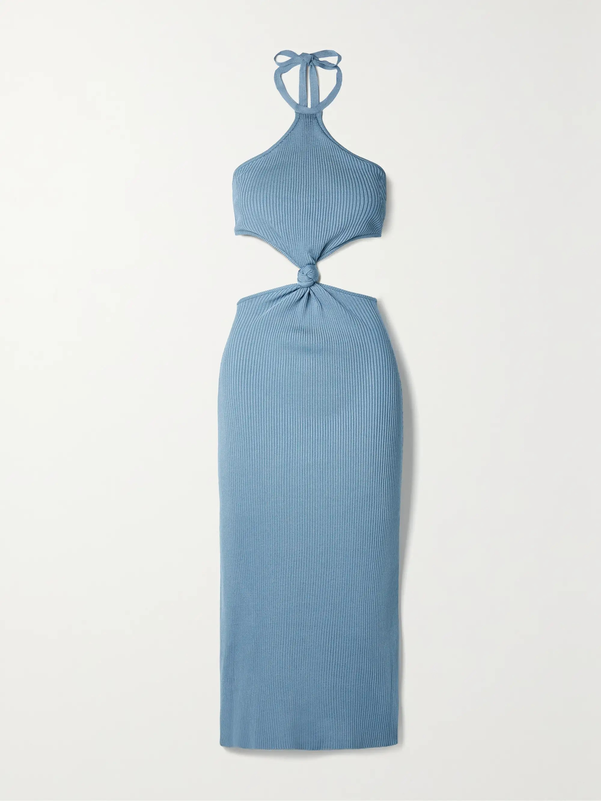 Cameron cutout ribbed-knit halterneck midi dress | NET-A-PORTER (US)