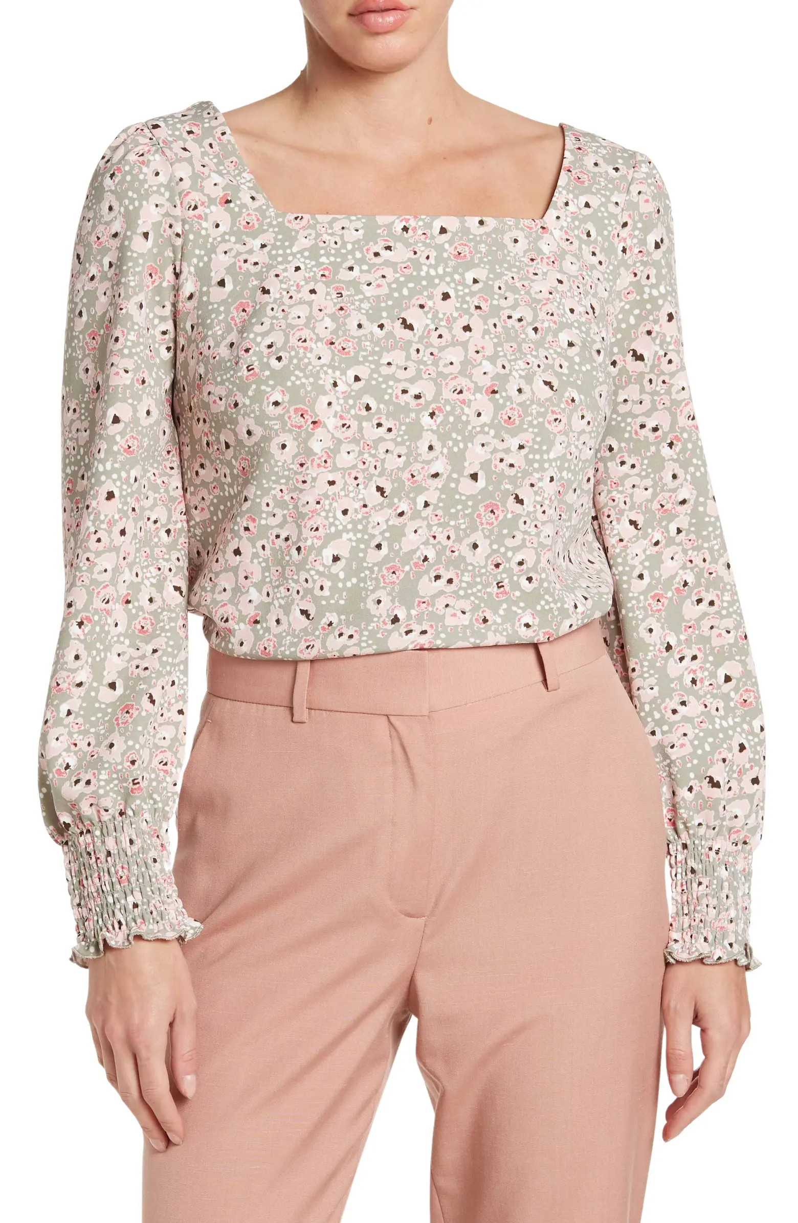 Printed Square Neck Long Sleeve Top | Nordstrom Rack