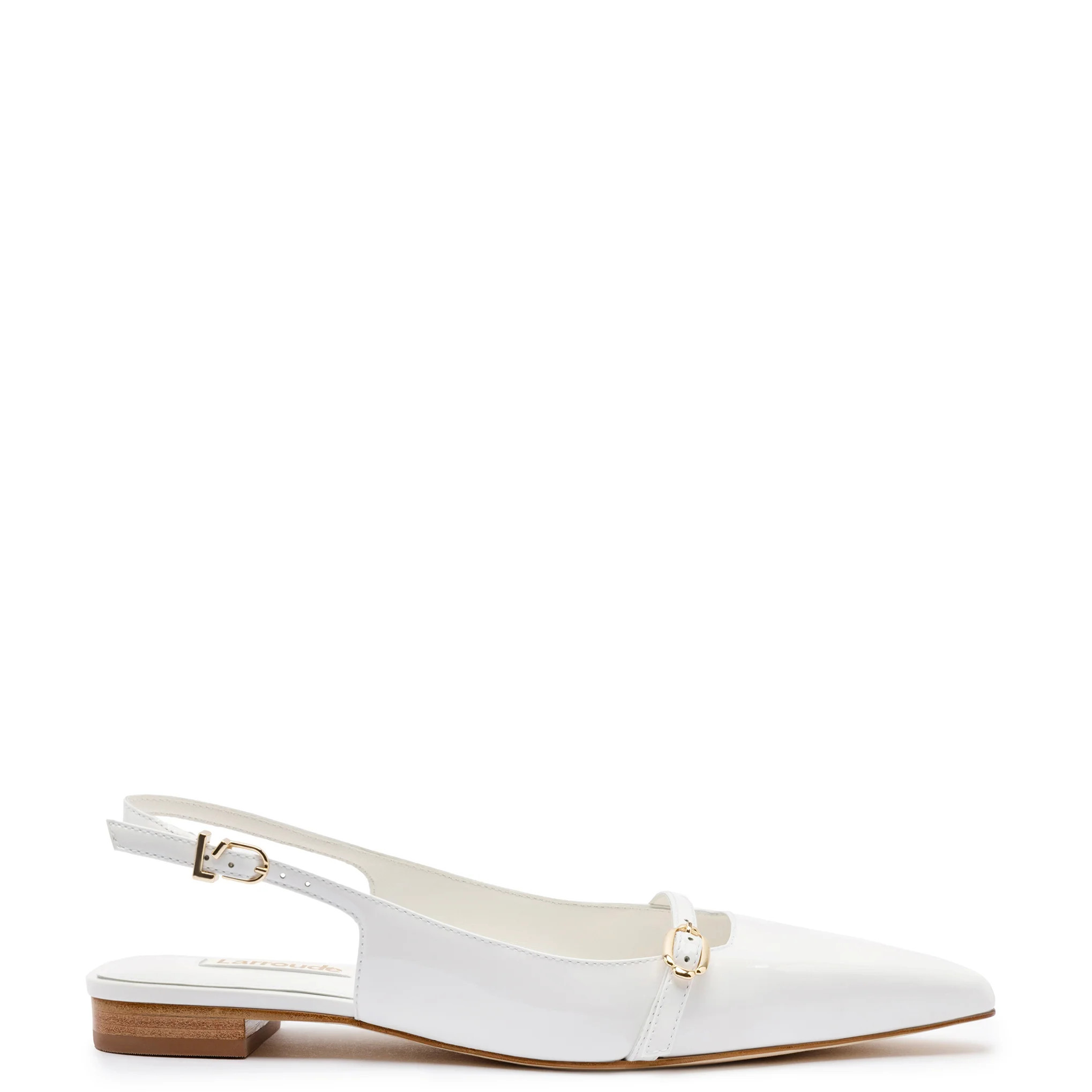 Ines Flat In White Patent Leather | Larroude