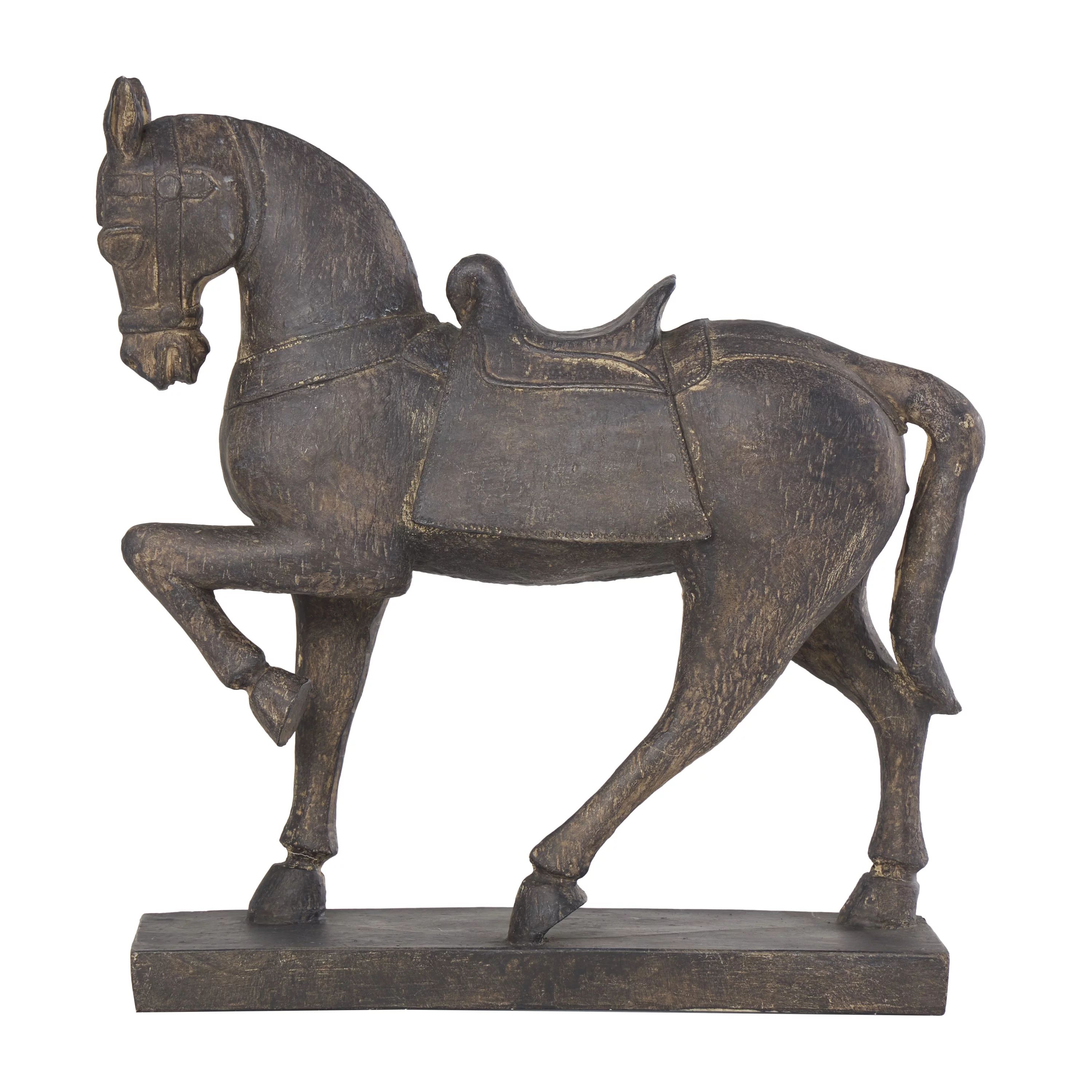 14" x 15" Brown Polystone Prancing Horse Sculpture, by DecMode - Walmart.com | Walmart (US)