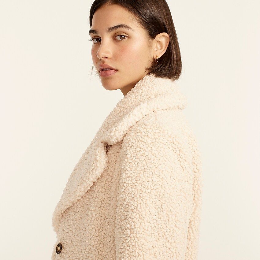 Double-breasted teddy sherpa topcoat | J.Crew US