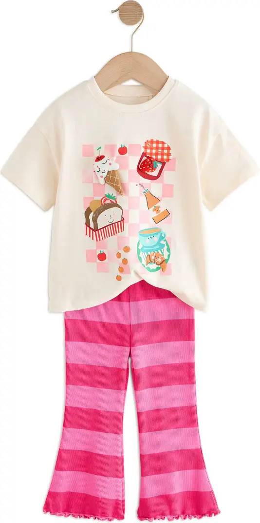 NEXT Kids' 3D Picnic Cotton Graphic T-Shirt & Stripe Flare Pants Set | Nordstrom | Nordstrom