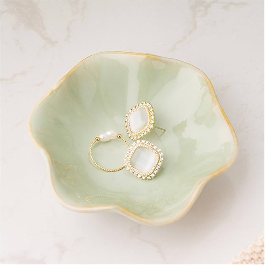 Mecaikru Ceramic Trinket Dish, Ring Tray, Decorative Jewelry Dish for Earrings Necklaces Watch Ke... | Amazon (US)