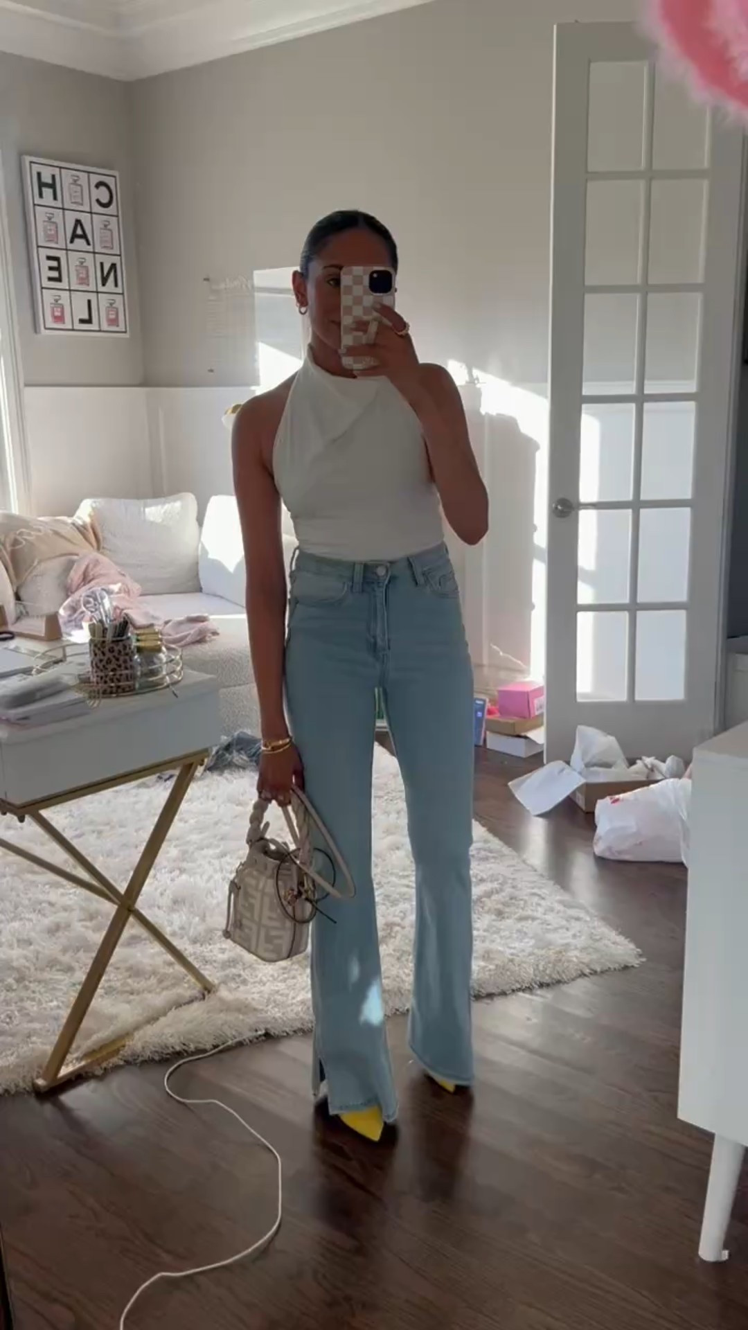 Flares jeans
White halter top
Outfit inspo Wearing xs in top, linked similar flare jeans 

#LTKStyleTip #LTKFindsUnder50 #LTKSaleAlert