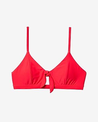 Express Womens Tie Front Banded Triangle Bikini Top Red Women's Xs Red Xs | Express