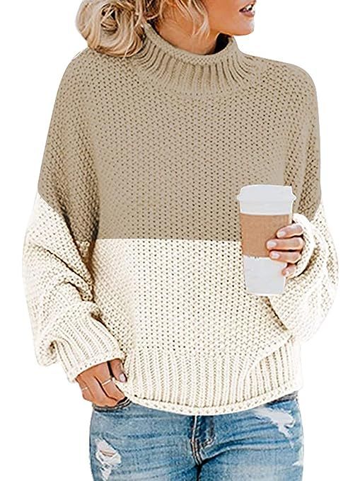 ANRABESS Women's Turtleneck Oversized Sweaters Batwing Long Sleeve Pullover Loose Chunky Knit Top... | Amazon (US)