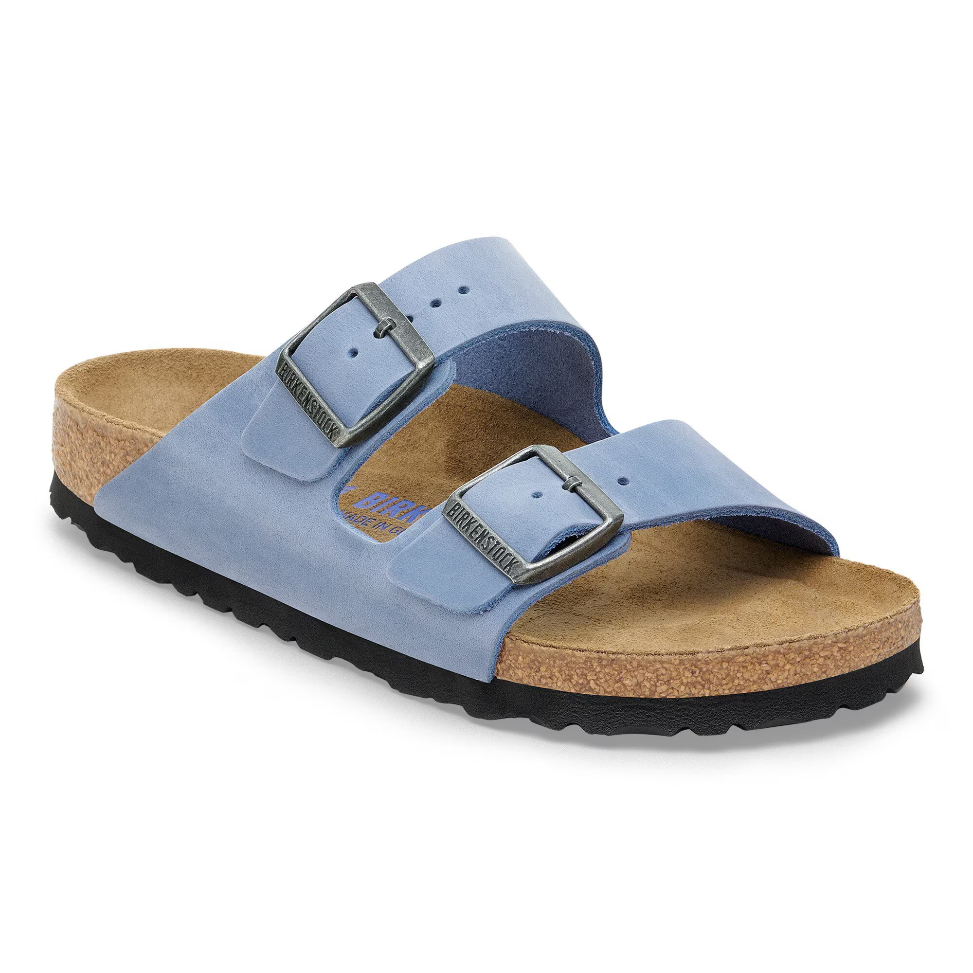 Arizona Soft Footbed Oiled Leather Elemental Blue Two-Strap Sandals | Birkenstock USA