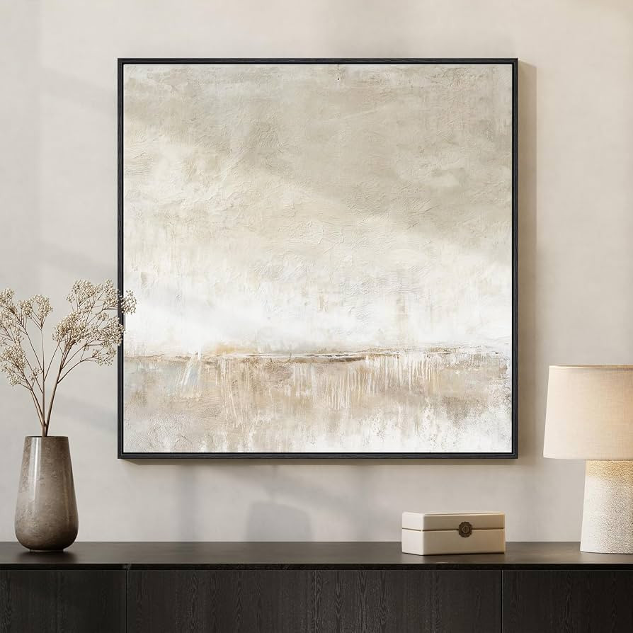 Framed Neutral Abstract Canvas Wall Art Decor for Living Room, 30x30 In | Amazon (US)