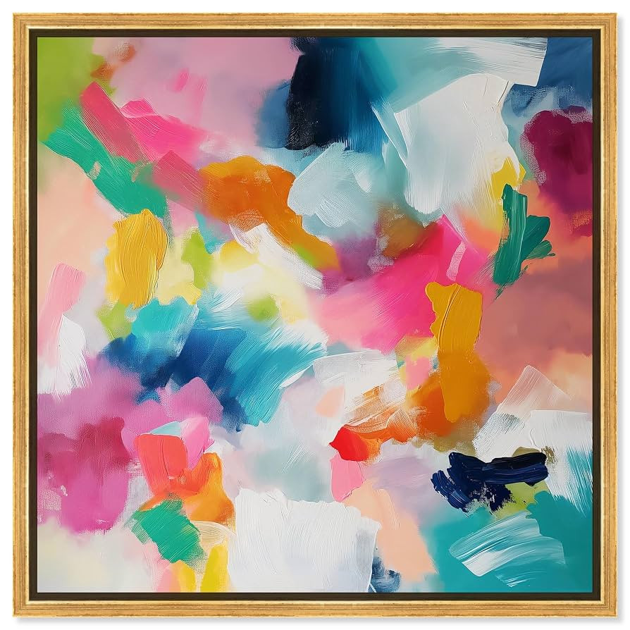 Gossamer Colors Canvas Modern Colorful Print, Gold Frame, 40" x 40" | Amazon (US)