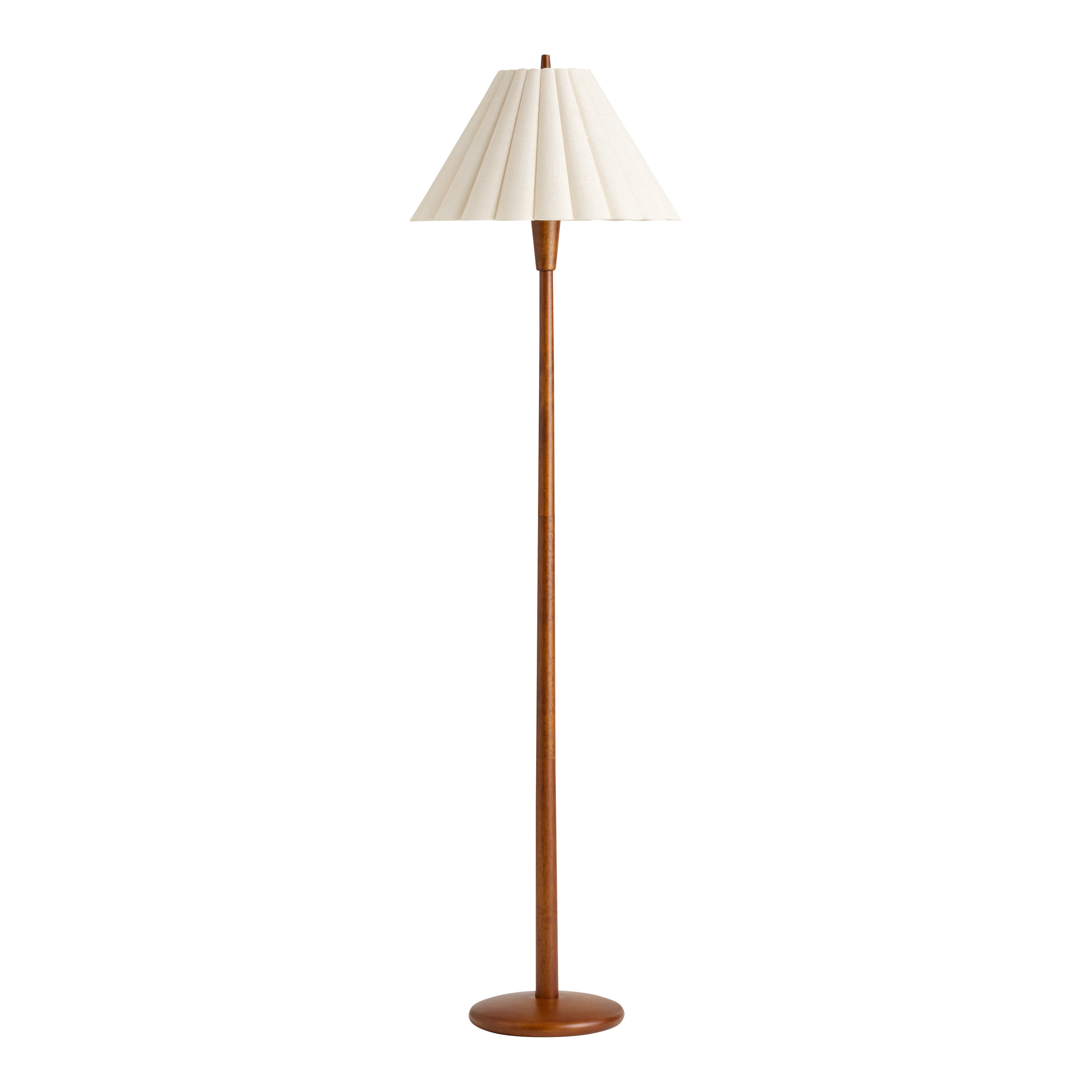 Vale Walnut Scallop Pleated Empire Shade Floor Lamp | World Market