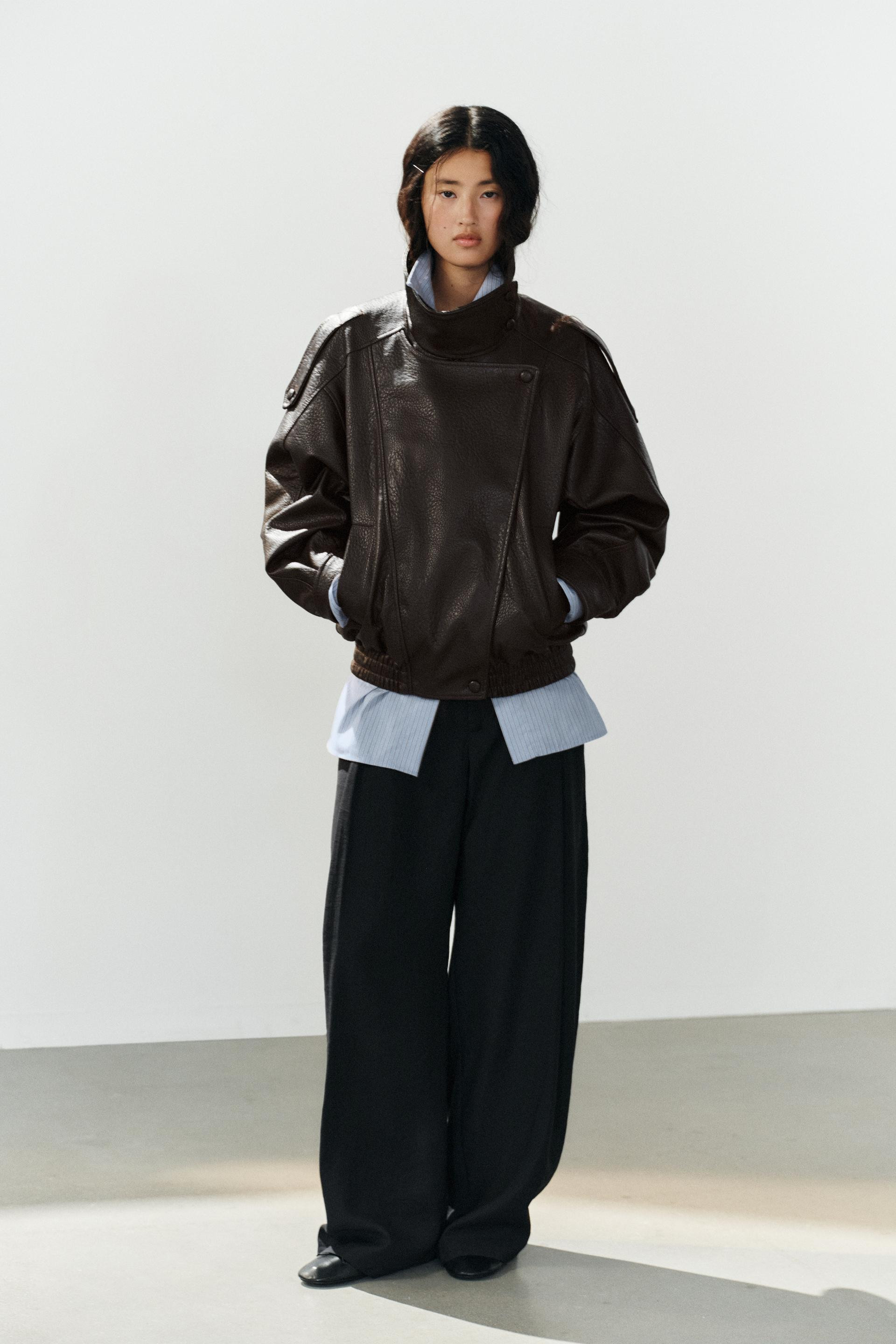 Zara - Faux Leather Jacket In Brown - Xl - Woman | Zara UK