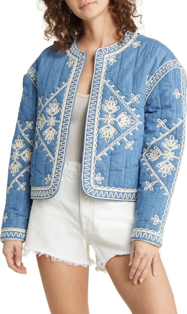 Soutache Embroidered Quilted Cotton Jacket | Nordstrom