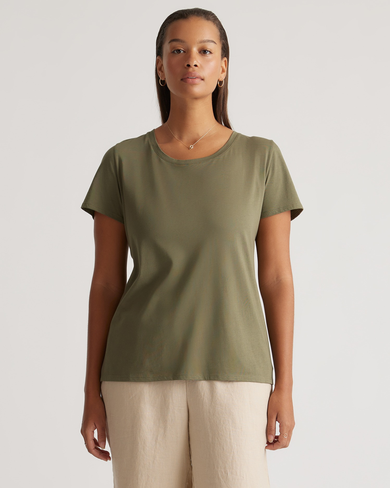 Quince | Women's Cotton Modal Scoop Neck T-Shirt in Dark Olive, Size XS, Cotton/Modal | Quince