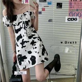 Short-Sleeve Cow Print Dress | YesStyle Global