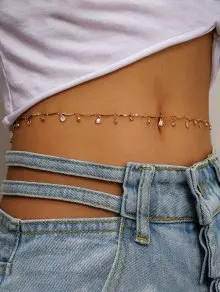 Shell Shape Rhinestone Charm Belly Chain | ZAFUL (Global)