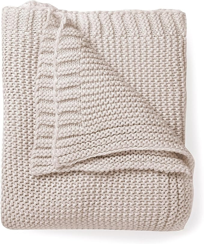 Amazon.com: Makemake Organics Organic Throw Blanket GOTS Certified Organic Cotton Blanket Chunky ... | Amazon (US)