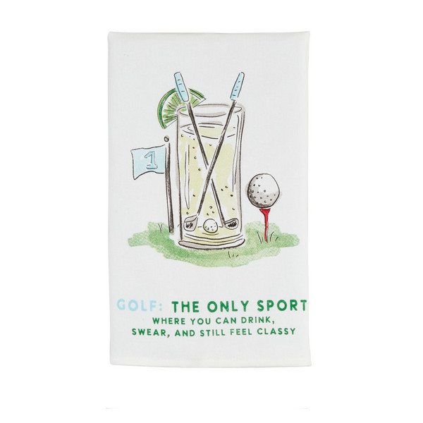 Mud Pie Golf Only Pro Shop Towel in White | 100% Cotton | Mud Pie