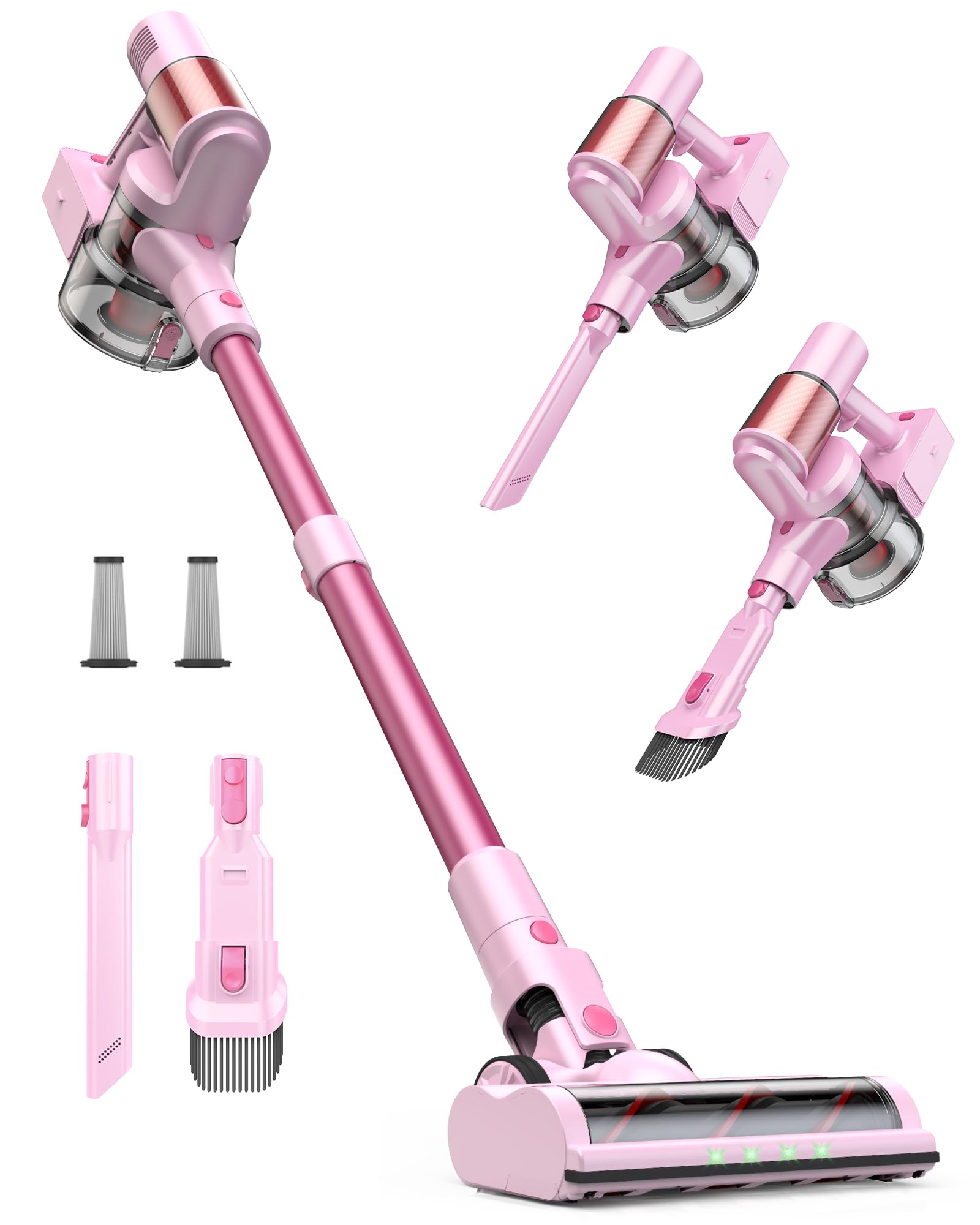 Pink Cordless Vacuum Cleaner, 45Kpa/550W/60 Mins Runtime Stick Vacuum with Self-Standing and Touc... | Amazon (US)