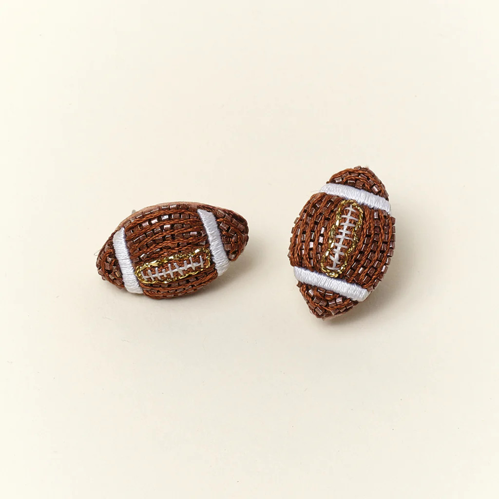 Football Stud Earrings Brown | Mignonne Gavigan