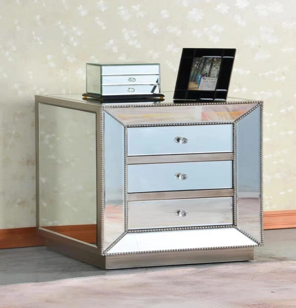 Rosdorf Park Eladio 3 - Drawer Nightstand in Silver | Wayfair | Wayfair North America
