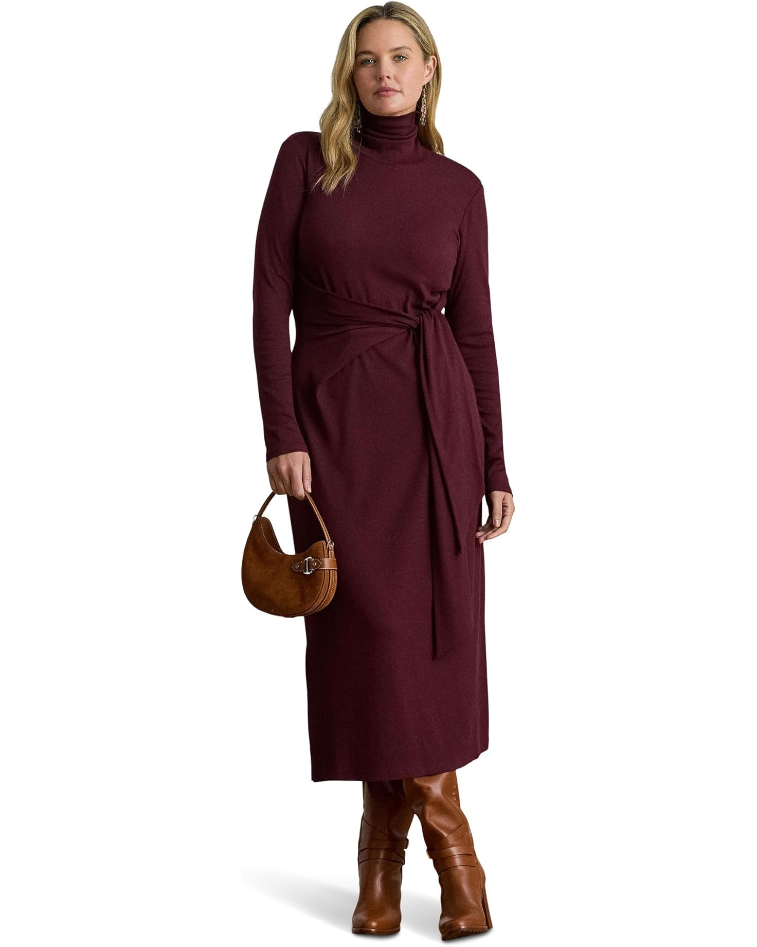 Plus Size Tie-Front Turtleneck Dress | Zappos
