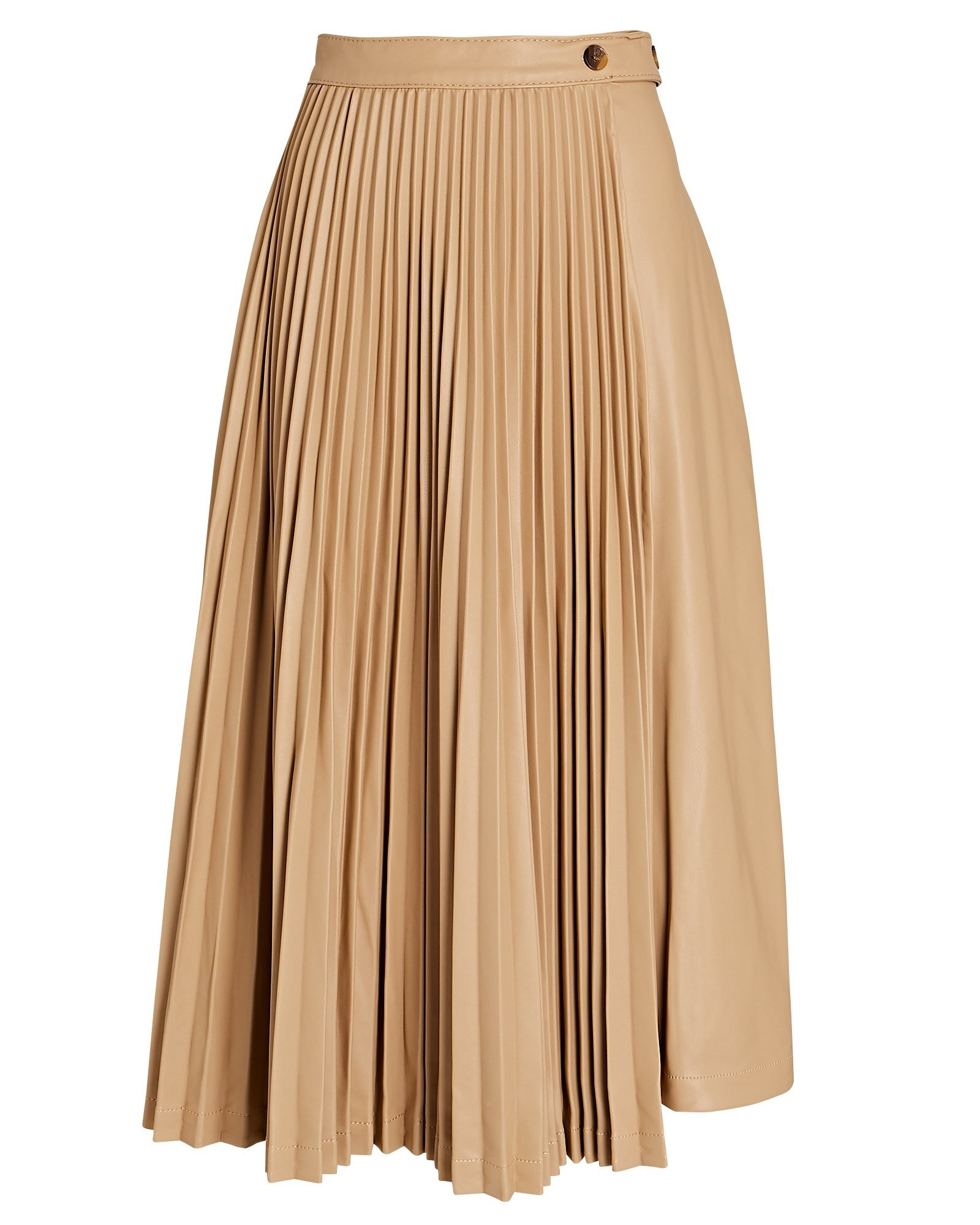 Pleated Faux Leather Midi Skirt | INTERMIX