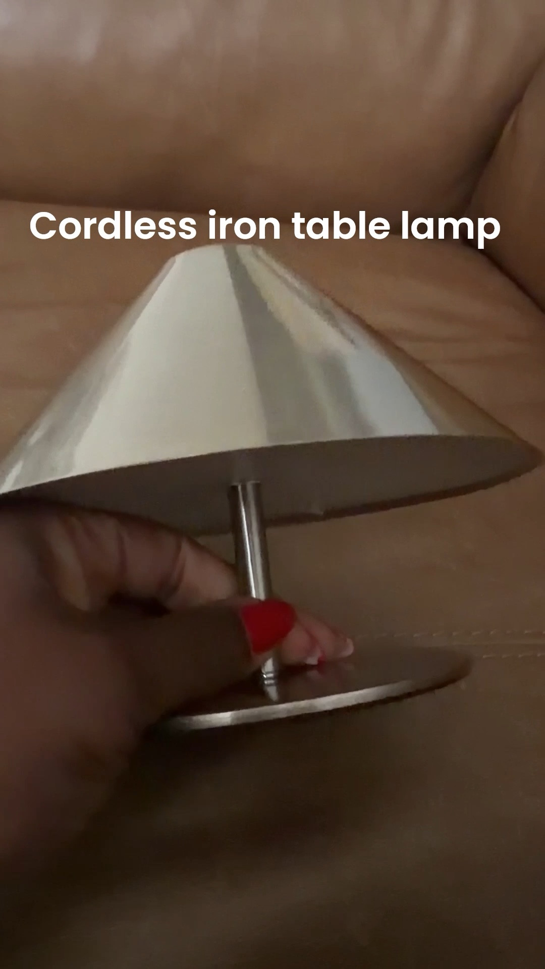 Lamp made of iron with a minimalist design. Its structure is metallic in color, with a shiny finish. The body consists of a thin circular base and a central stem that holds a wide cone-shaped shade, helping to gently disperse the light. The lamp is rechargeable through a USB port, making it practical and easy to use anywhere with access to a power. 

#LTKHome #LTKGiftGuide #LTKFamily