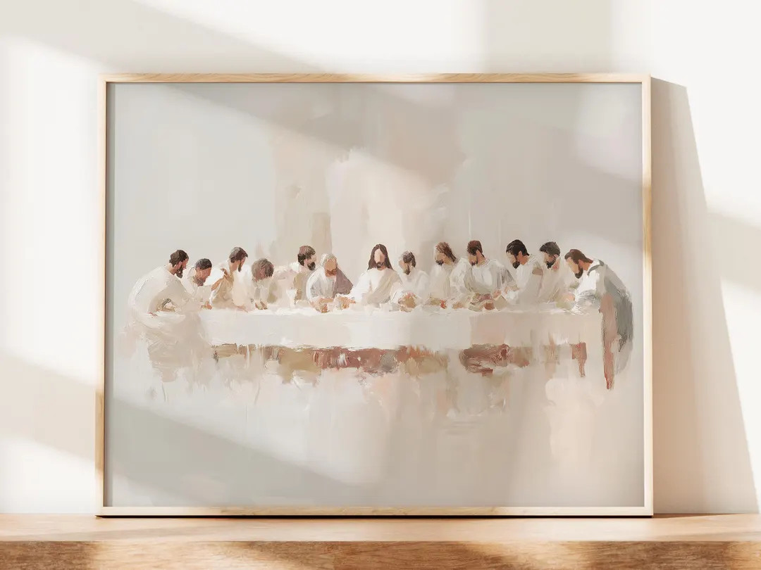 Last Supper Artful Oil Painting, Painterly Catholic Modern Art Print, Jesus Artwork, Religious Ch... | Etsy (US)