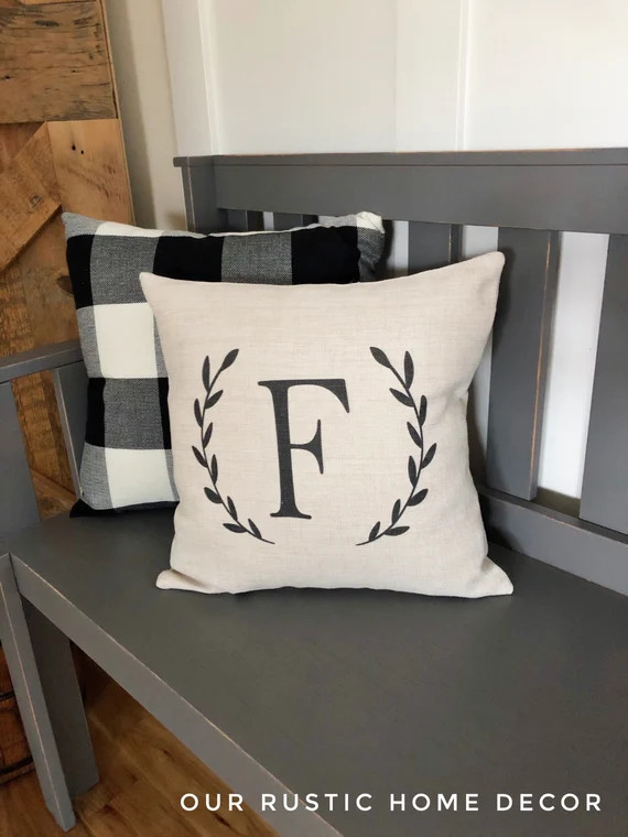 Wedding Gift Initial Pillow Cover -Personalized Letter Pillow Cover - Monogram Pillow - Farmhouse... | Etsy (US)