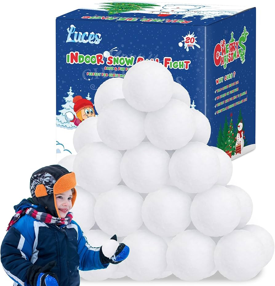 Luces 20 PCS Fake Snow Balls, Soft Indoor Snow Ball for Fight Set, Plush Artificial Snow White Ba... | Amazon (US)