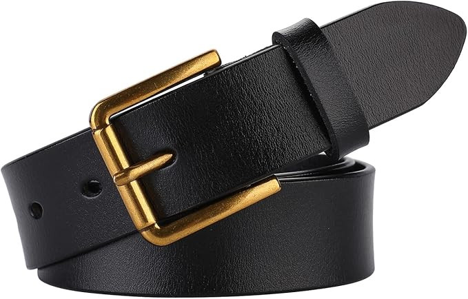 ALAIX Women's Belt Vintage Gold Buckle Belt Wide Leather Belt Black Leather Belt Pants Jeans Belt... | Amazon (US)