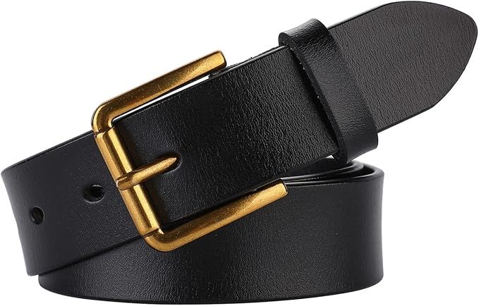 ALAIX Women's Belt Vintage Gold Buckle Belt Wide Leather Belt Black Leather Belt Pants Jeans Belt... | Amazon (US)