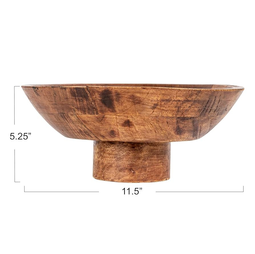Bloomingville Mango Wood Footed, Walnut Finish Bowl, 12" L x 12" W x 5" H, Brown, (AH2315) | Amazon (US)