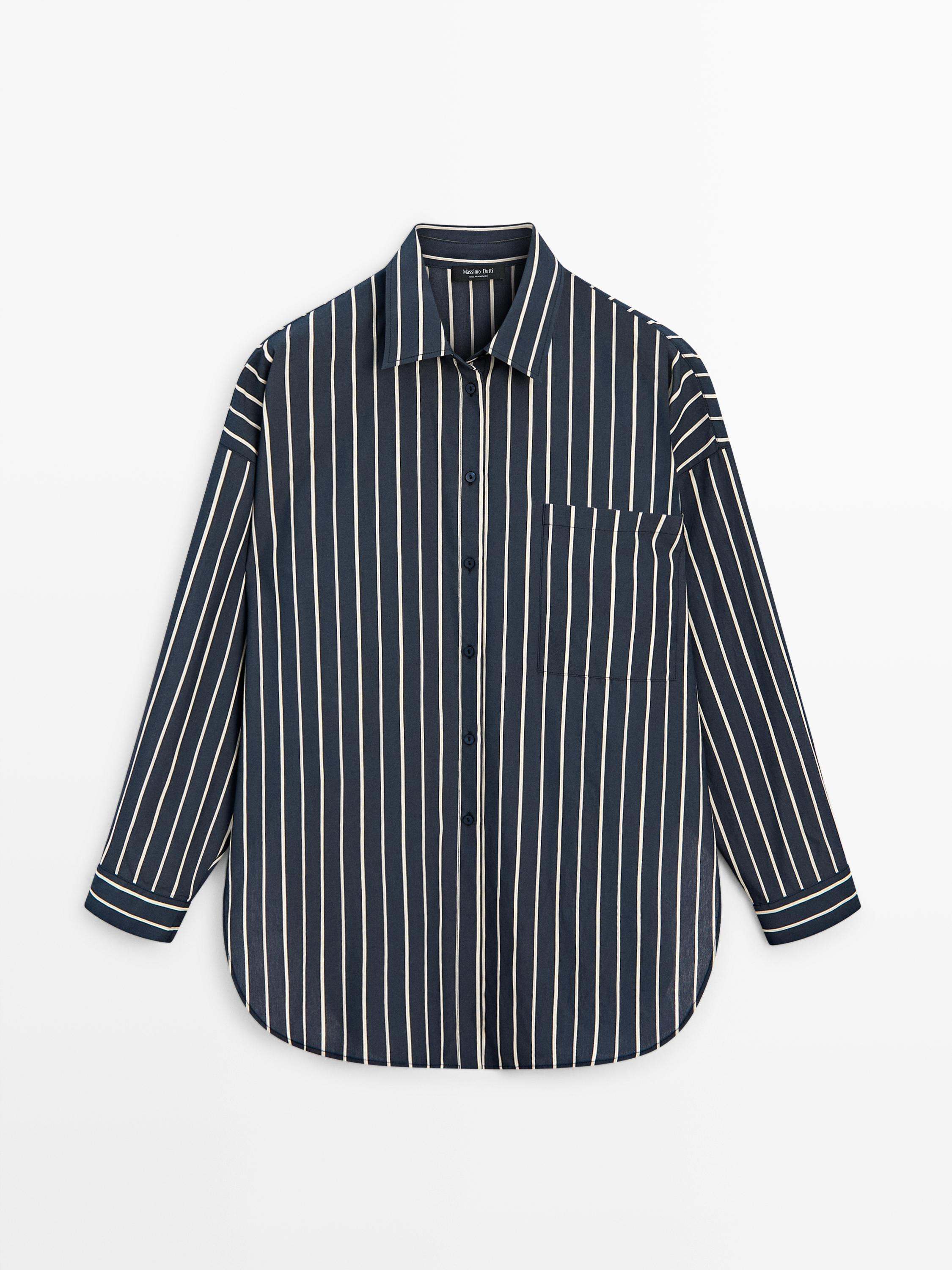 Striped flowing shirt with pocket detail | Massimo Dutti UK