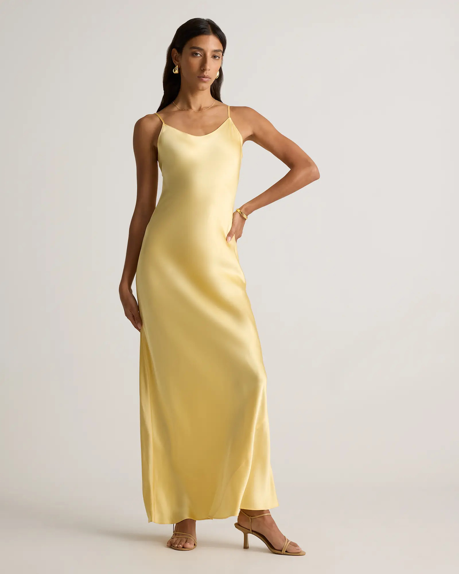 100% Washable Silk Maxi Slip Dress in Butter Yellow | Quince