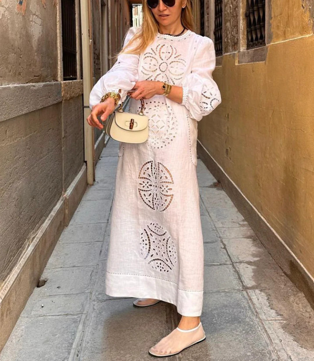 Resort Embroidered Linen Dress Richelieu Ukrainian Dresses - Etsy | Etsy (US)