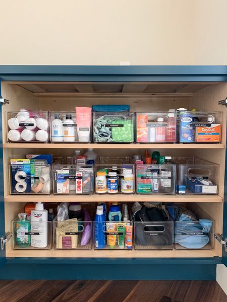 Anyone dealing with illnesses around your home? I’ve had this nagging and annoying runny nose for a few weeks with no other symptoms. 🤔 It’s always a reminder to make sure I have everything I need on hand at all times and to check expiration dates a couple times a year. Nothing worse than being a sick mom taking care of totally wild and healthy children 😆 This medicine and supply cabinet has deep bins with a simple label! Simply organized!

#LTKfamily #LTKSeasonal #LTKhome