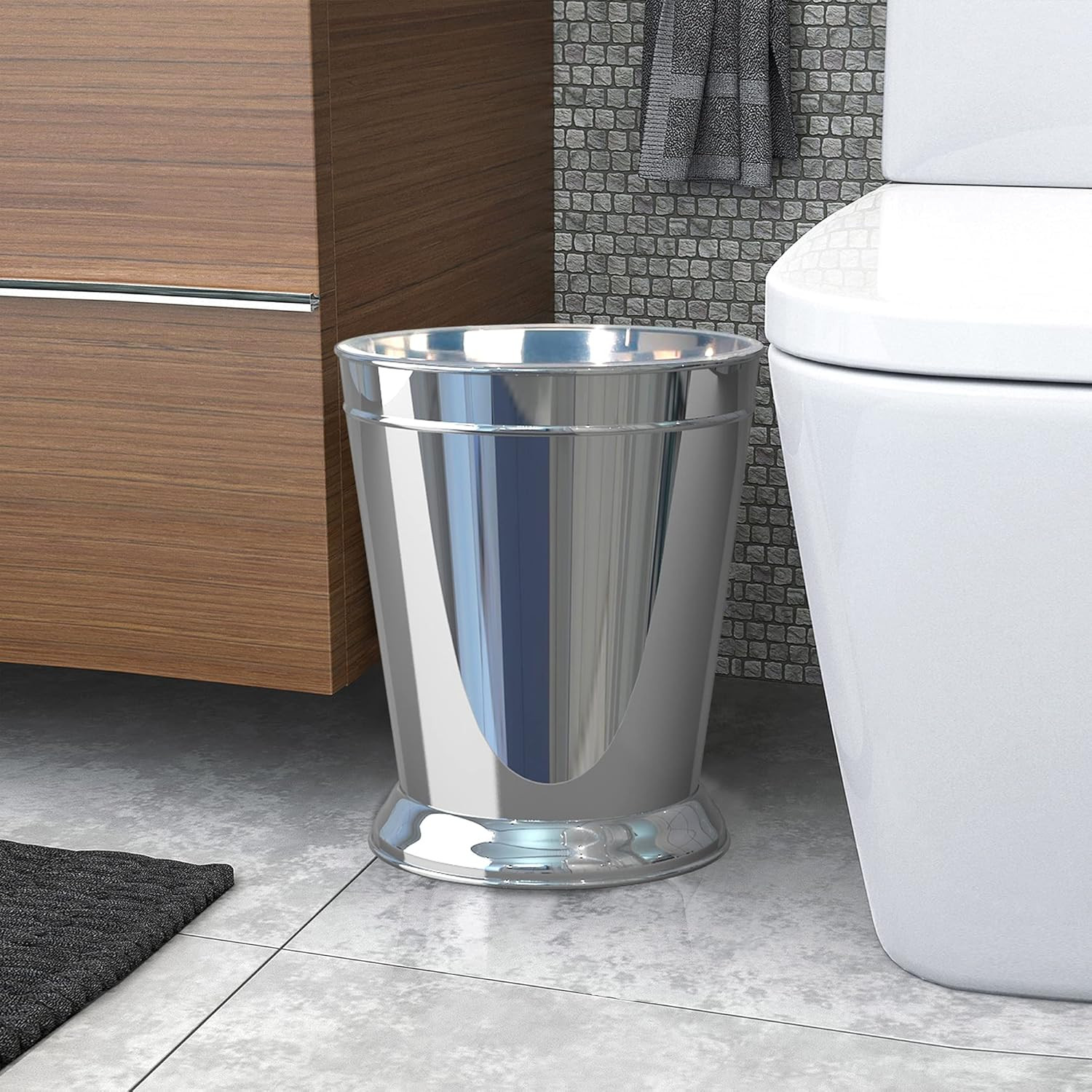 nu steel Timeless Polished Stainless Steel Wastebasket, 9-Quart | Amazon (US)
