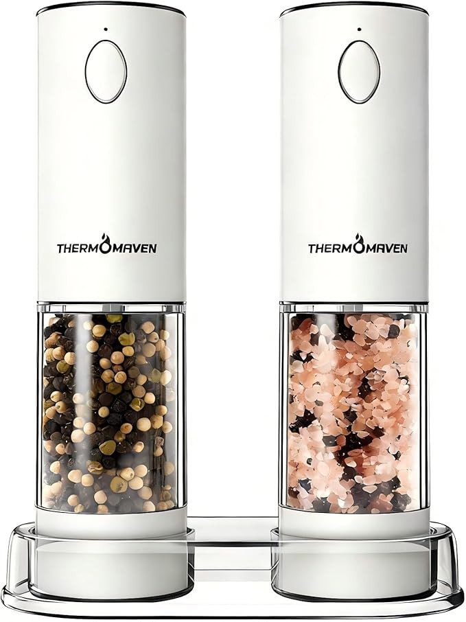 ThermoMaven Electric Salt and Pepper Grinder Set, 110ml Larger Rechargeable Automatic Salt and Pe... | Amazon (US)