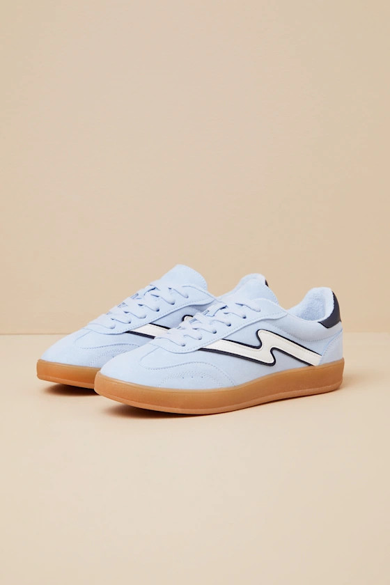 Giia Baby Blue Multi Color Block Lace-Up Sneakers | Lulus