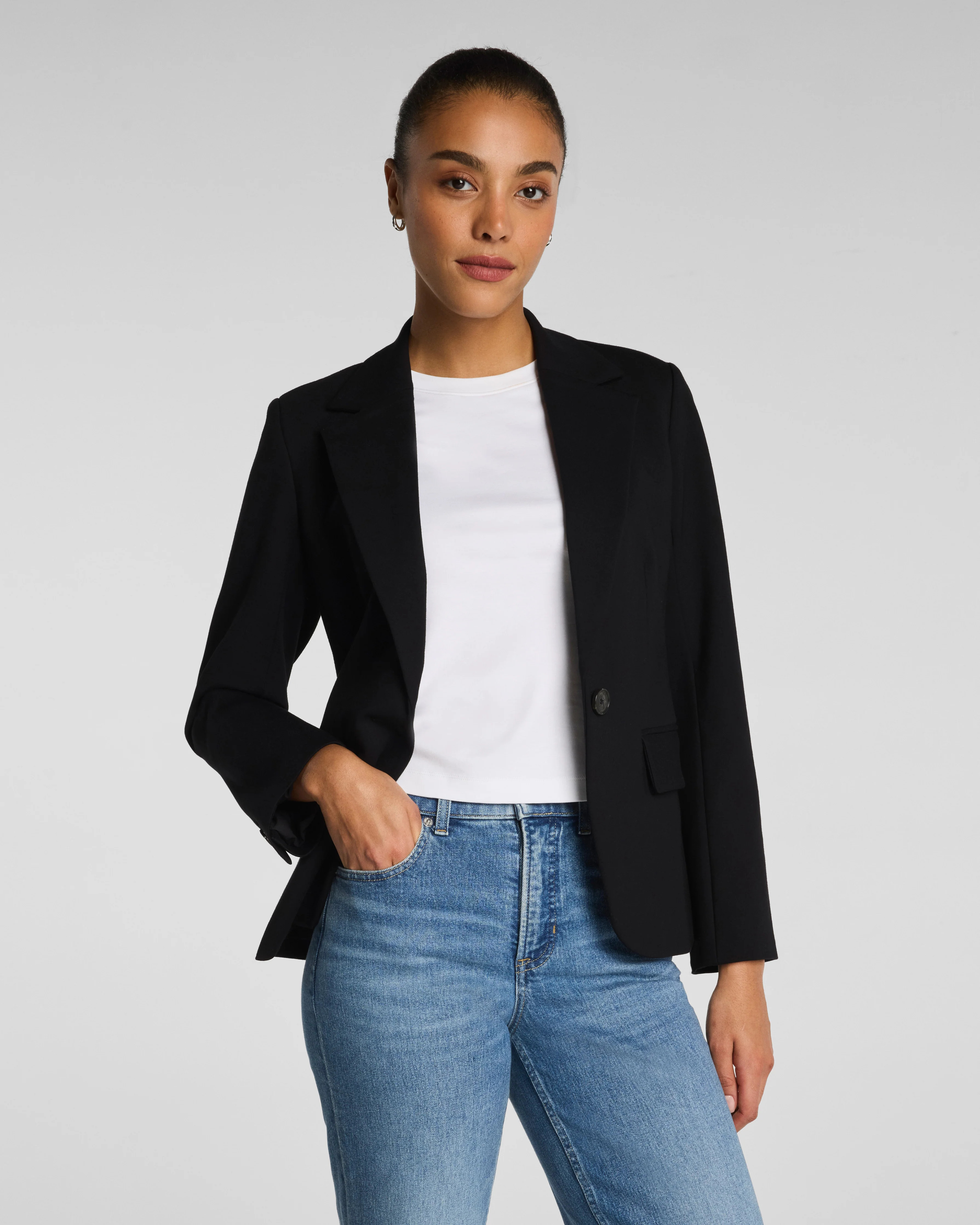 Spanx Women's Ponte Tailored Blazer in Black | Spanx